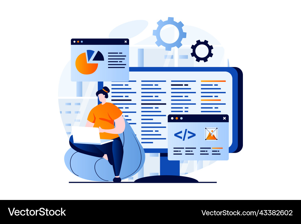 Software development concept with people scene Software development concept with people scene vector image