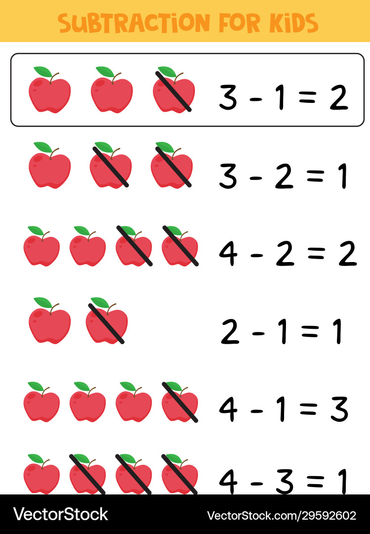 Subtraction Game with Red Apples vector image
