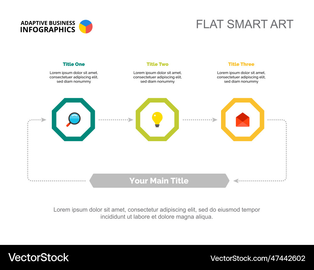 Three steps cycle slide template Three steps cycle slide template Vector Image