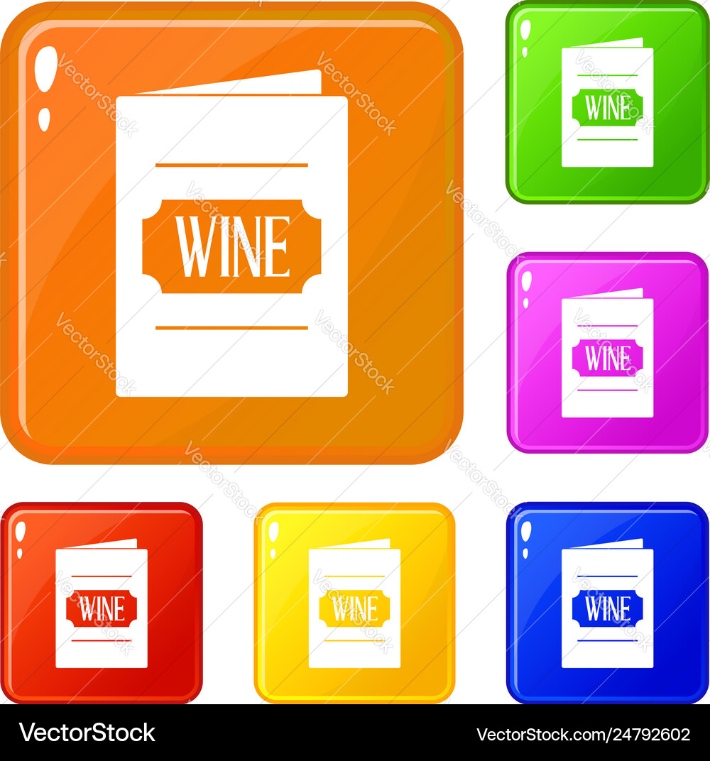 Wine list icons set color Wine list icons set color vector image