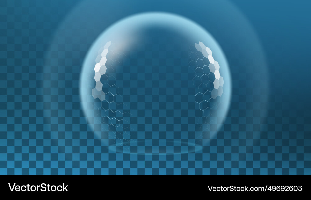 Bubble shield ball with hexagon pattern plates Bubble shield ball with hexagon pattern plates vector image