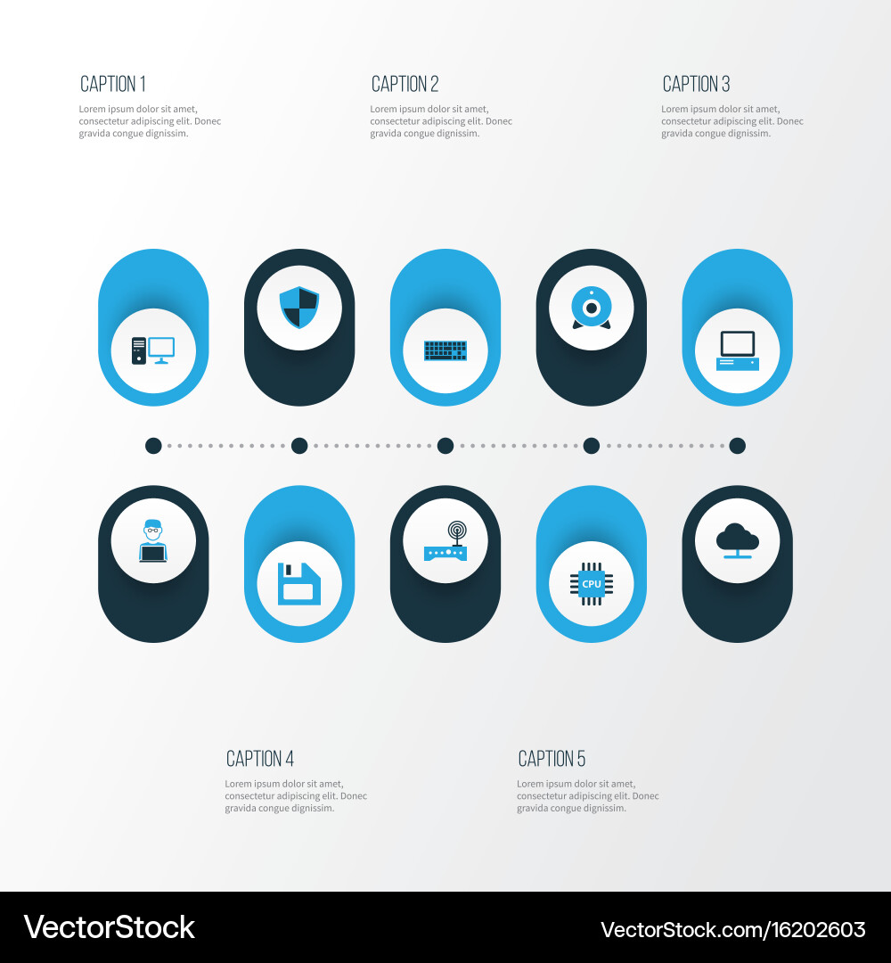 Computer colorful icons set collection of keypad vector image
