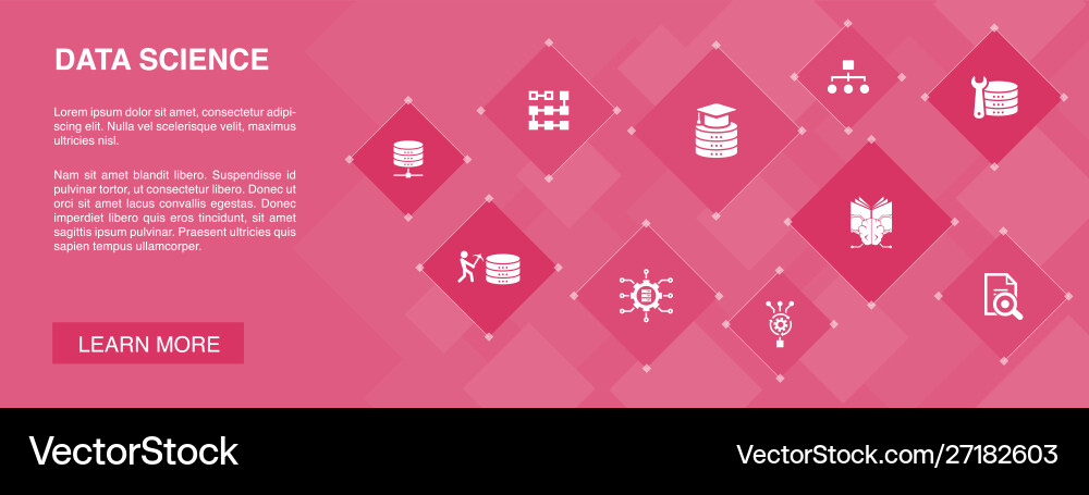 Data Science Icons - Learning & Analysis Vector Image