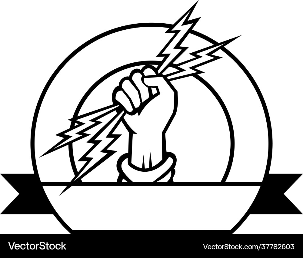 Electrician Hand with Lightning Bolt Vector Image