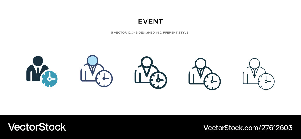 Event icon in different style two colored Event icon in different style two colored Vector Image
