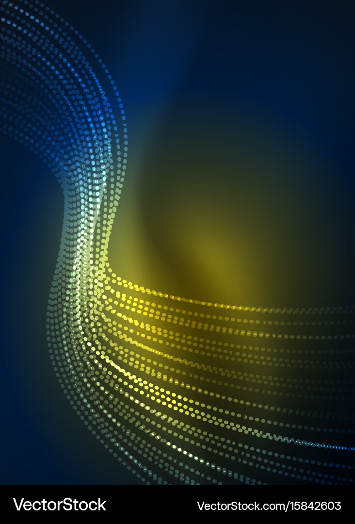 Glowing wave created with particles on dark color vector image