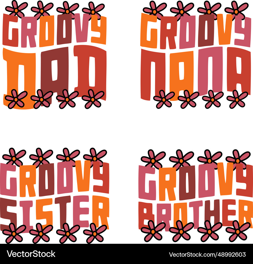 Groovy retro svg design bundle Groovy retro svg design bundle vector image