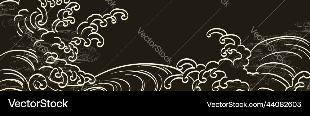 Hand drawn wave element with japanese pattern Hand drawn wave element with japanese pattern vector image