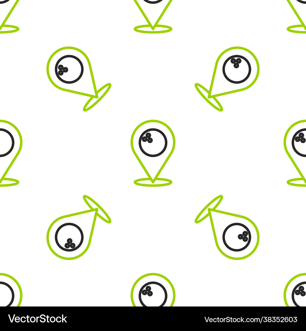 Line map pointer with bowling ball icon isolated Line map pointer with bowling ball icon isolated vector image