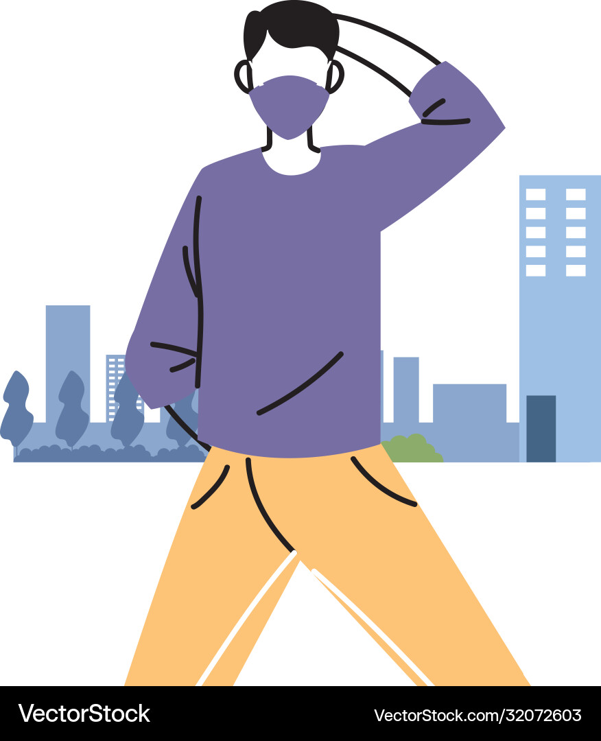 Man with masks doing exercise Man with masks doing exercise Vector Image