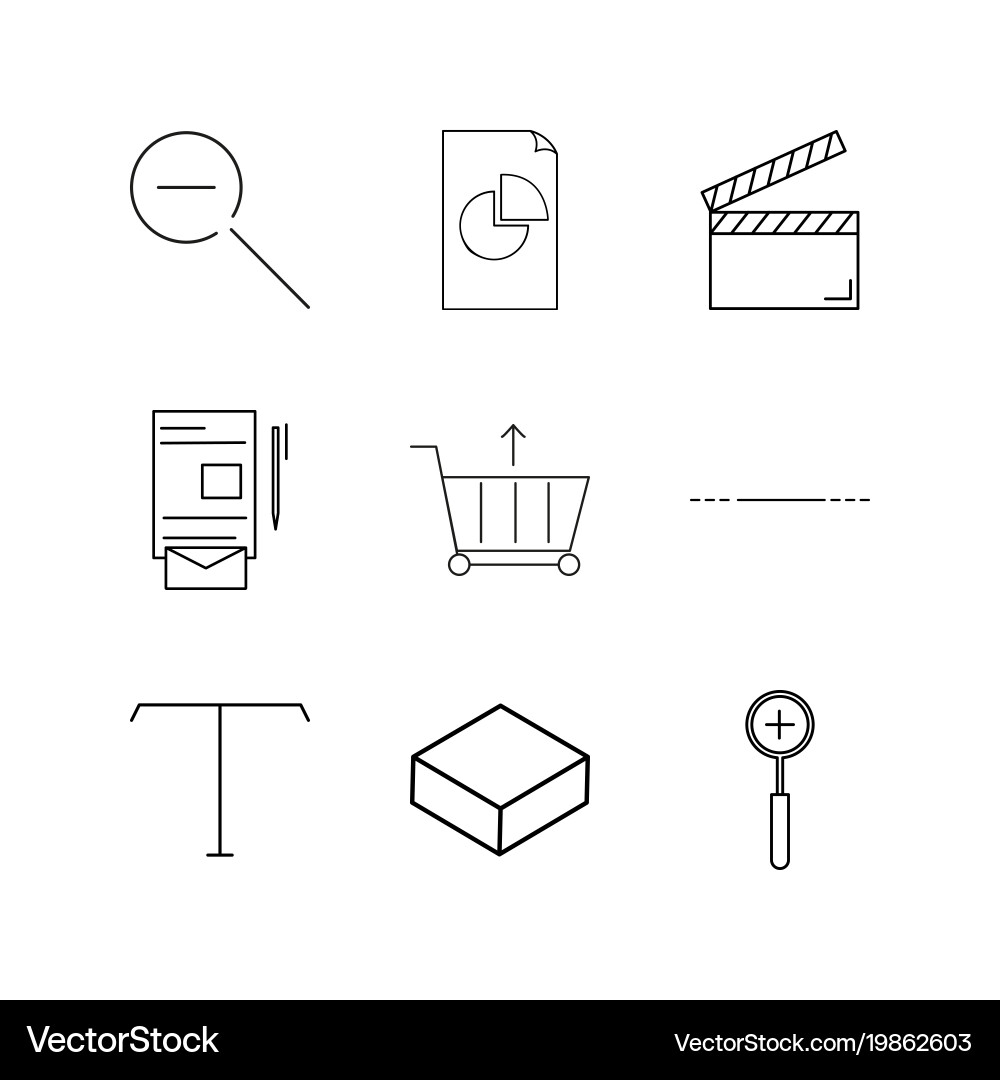 Office linear icon set simple outline icons vector image