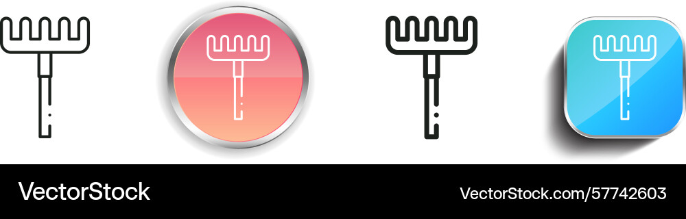 Rake icon thin linear regular and button style vector image