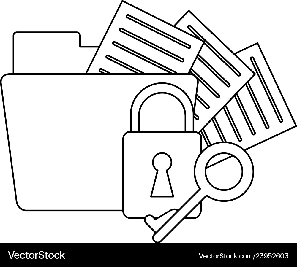 Security Folder with Padlock and Key vector image