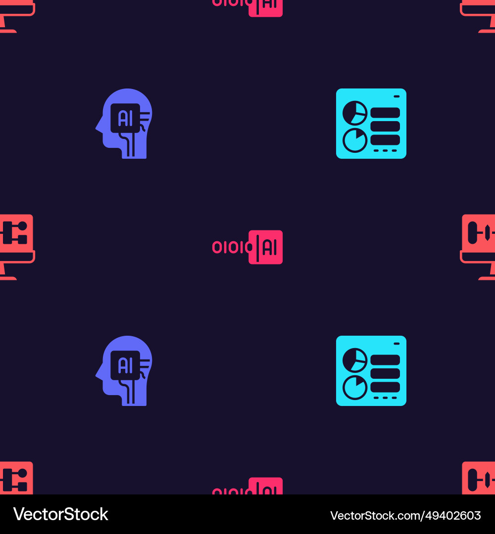 Set computer api interface humanoid robot binary vector image