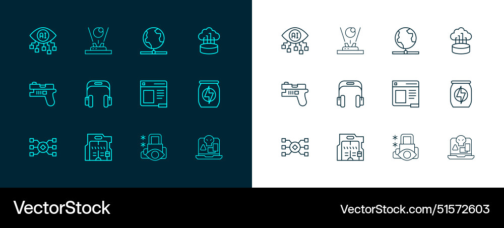 Set line network cloud connection futuristic Set line network cloud connection futuristic vector image