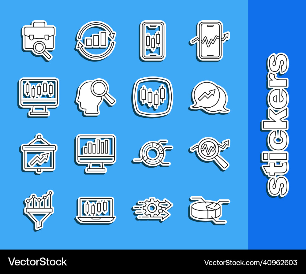 Set line pie chart infographic search data Set line pie chart infographic search data vector image