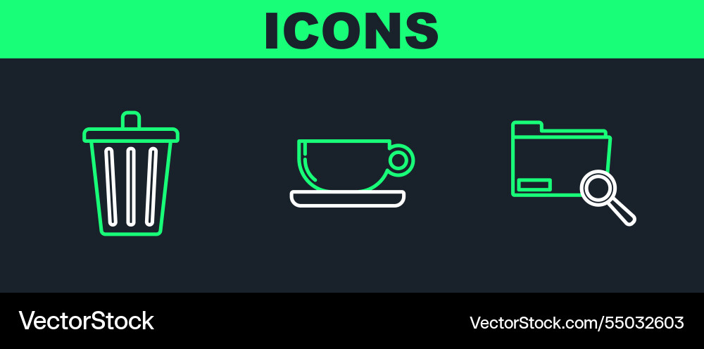 Set line search concept with folder trash can Set line search concept with folder trash can vector image