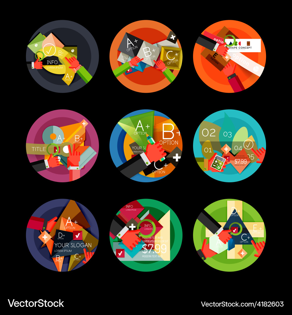Set of option presentation labels flat design web Vector Image