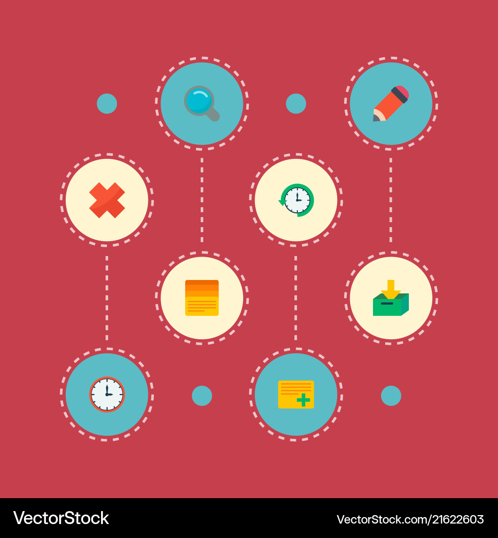 Set of project icons flat style symbols with add Vector Image