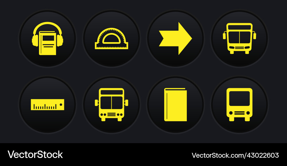 Set ruler bus book arrow protractor grid Set ruler bus book arrow protractor grid vector image