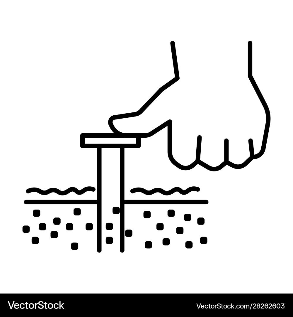 Soil sampler testing tool and hand linear icon vector image