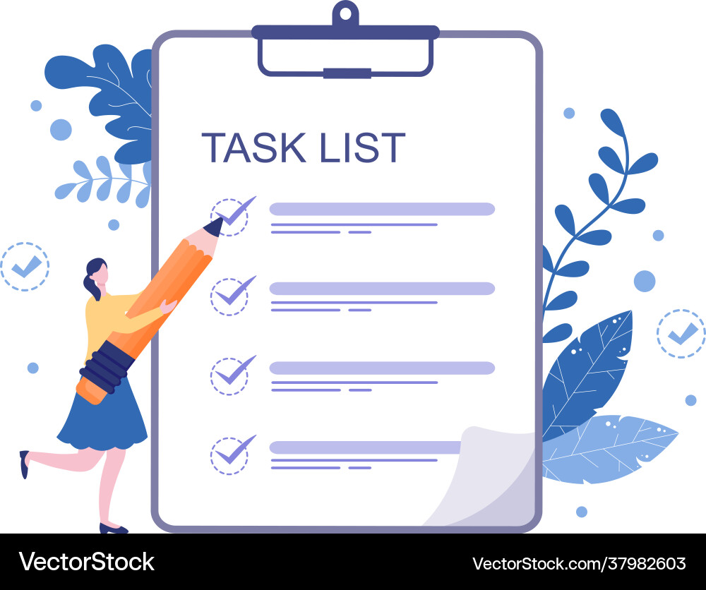 Task list to do time management work Task list to do time management work vector image