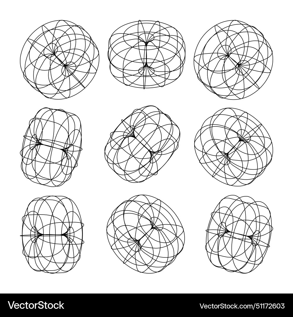 Wireframe lined shapes perspective mesh 3d grid vector image