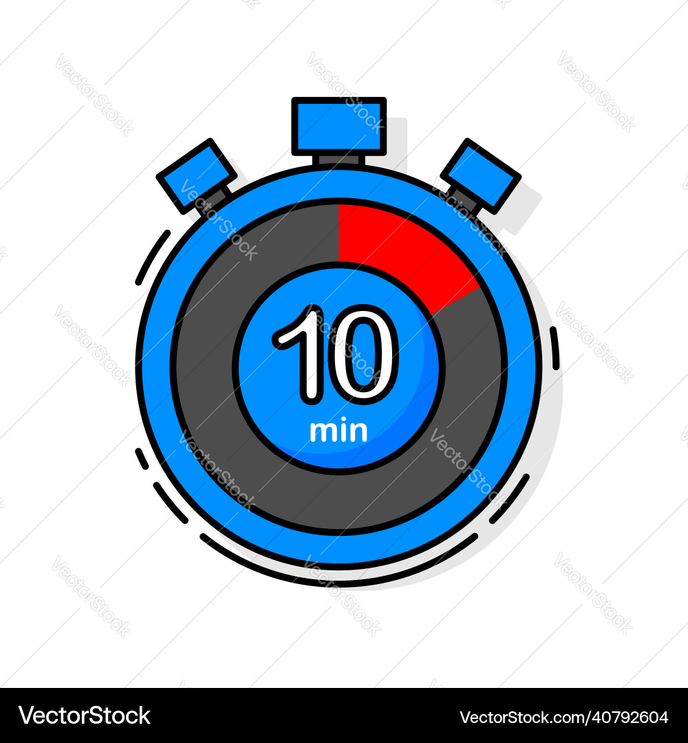 10 minutes left timer clock stopwatch isolated 10 minutes left timer clock stopwatch isolated vector image