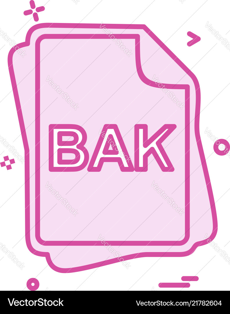 Bak file type icon design Bak file type icon design vector image