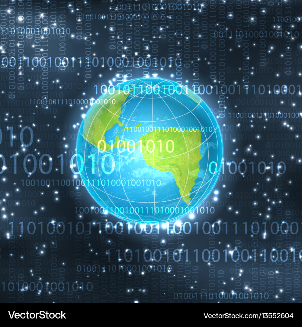 Binary background with planet Binary background with planet Vector Image
