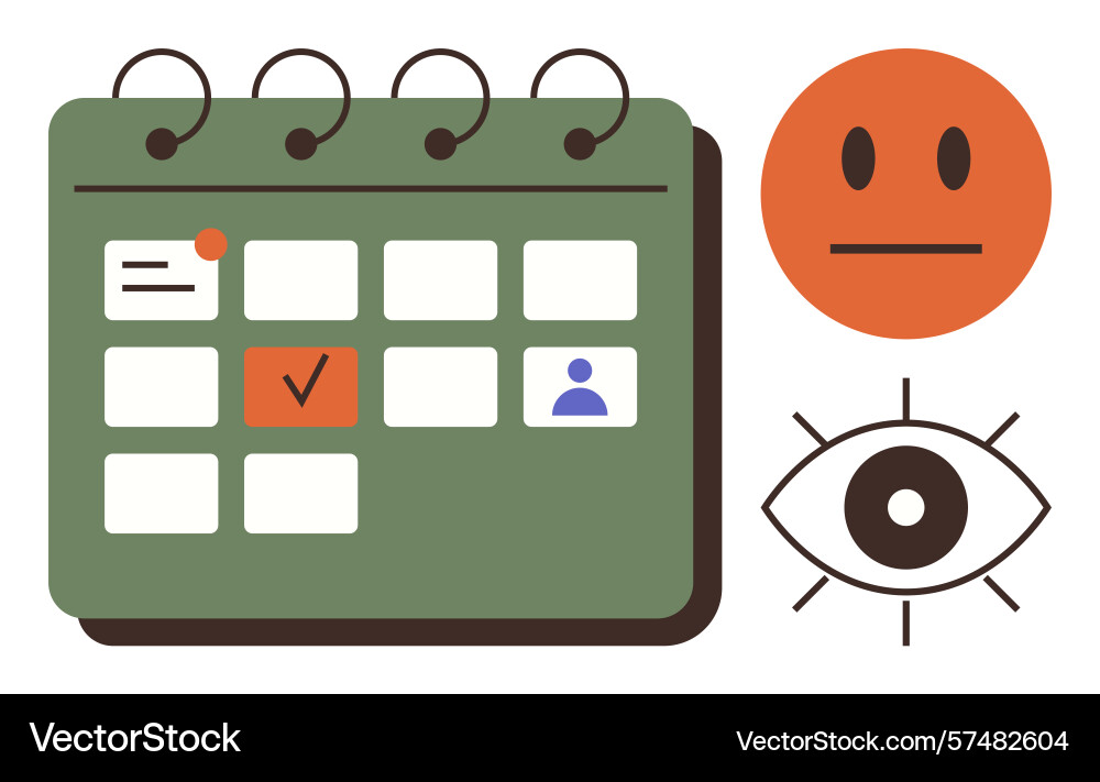 Calendar planning with task tracking and visual Calendar planning with task tracking and visual vector image