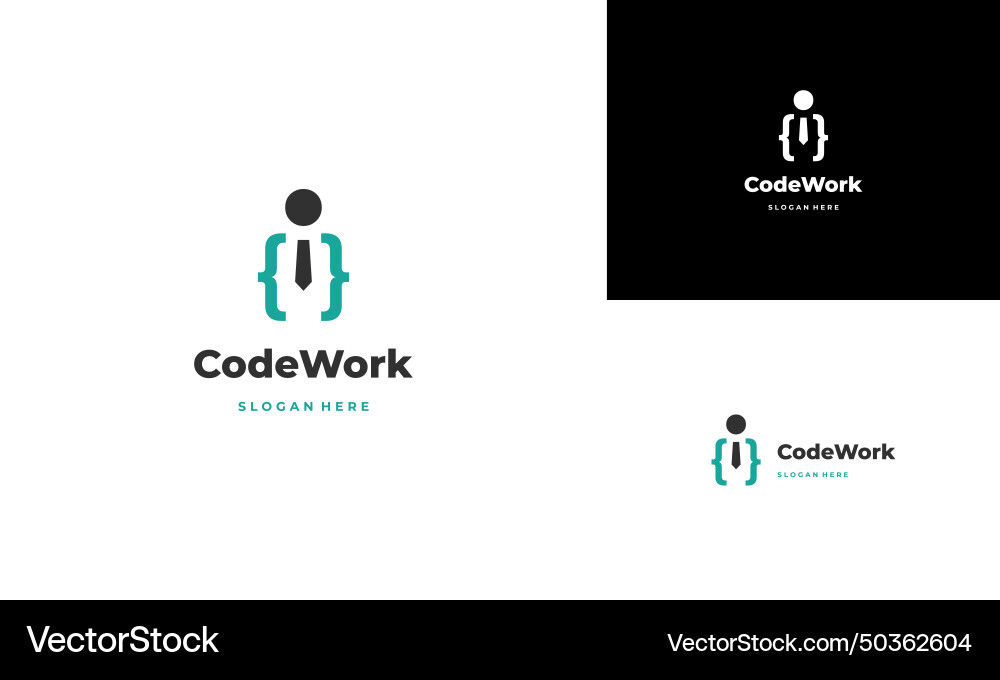 Coding development logo code people vector image