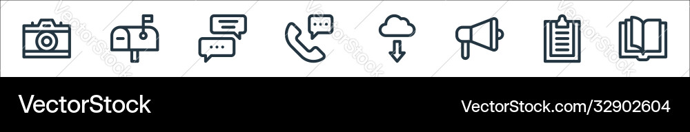 Communication and media line icons linear set Communication and media line icons linear set vector image