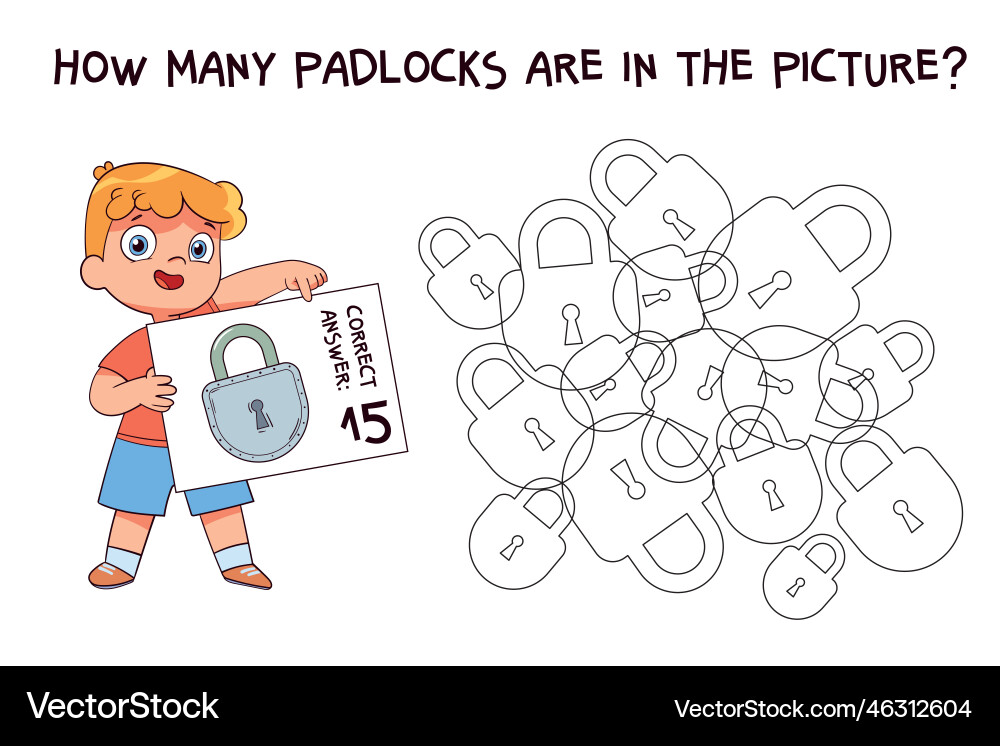 Count how many padlocks are hidden in the picture Vector Image