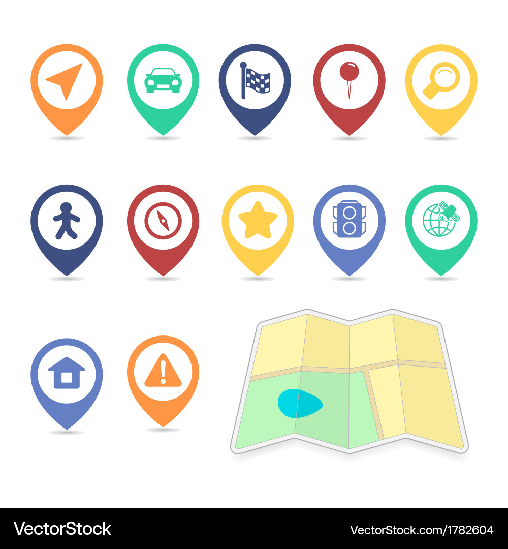 Location Icon Set - Navigation & Maps vector image