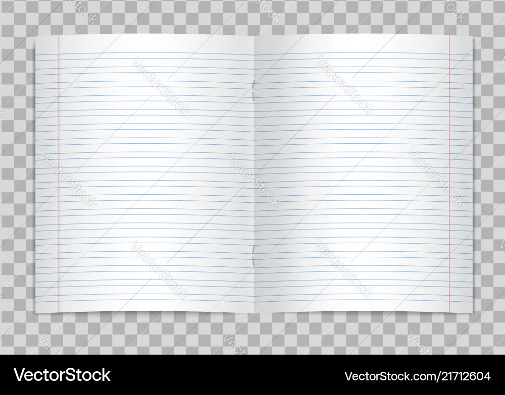 Opened realistic lined school copybook Opened realistic lined school copybook vector image