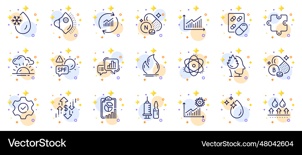 Outline set of water drop graph chart and report Outline set of water drop graph chart and report vector image