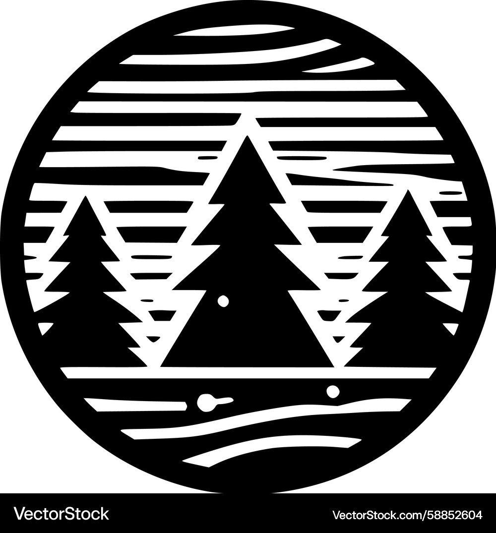Pine Trees in Circular Shape Vector Image