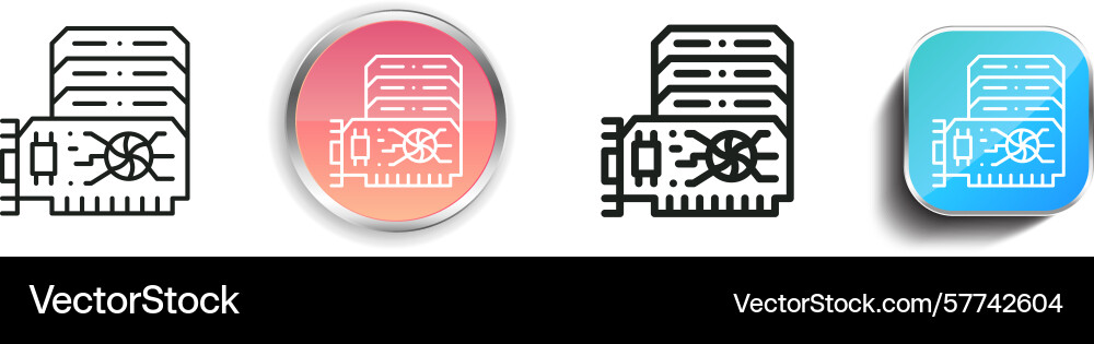 Ram memory icon thin linear regular and button vector image