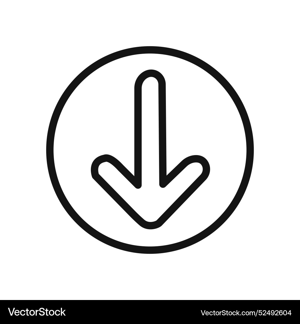 Red down arrow icon linear graphics set vector image