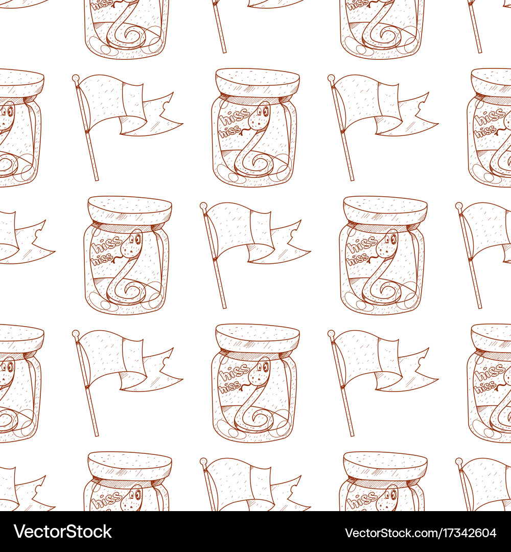 Seamless pattern with a flag and green snake vector image