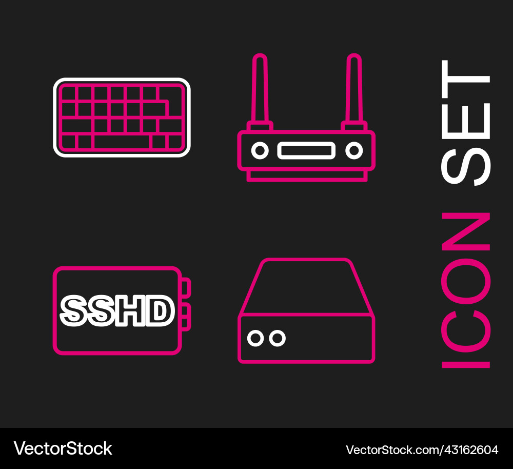 Set line server data web hosting sshd card Set line server data web hosting sshd card vector image