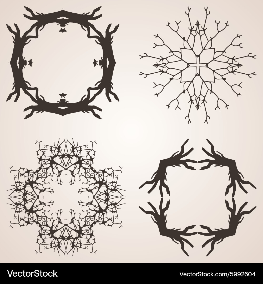 Set of frames from trees and branches vector image