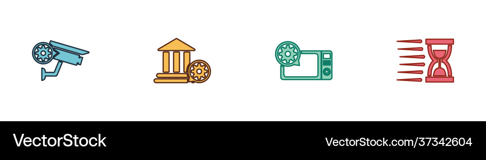 Set security camera setting bank building Set security camera setting bank building vector image