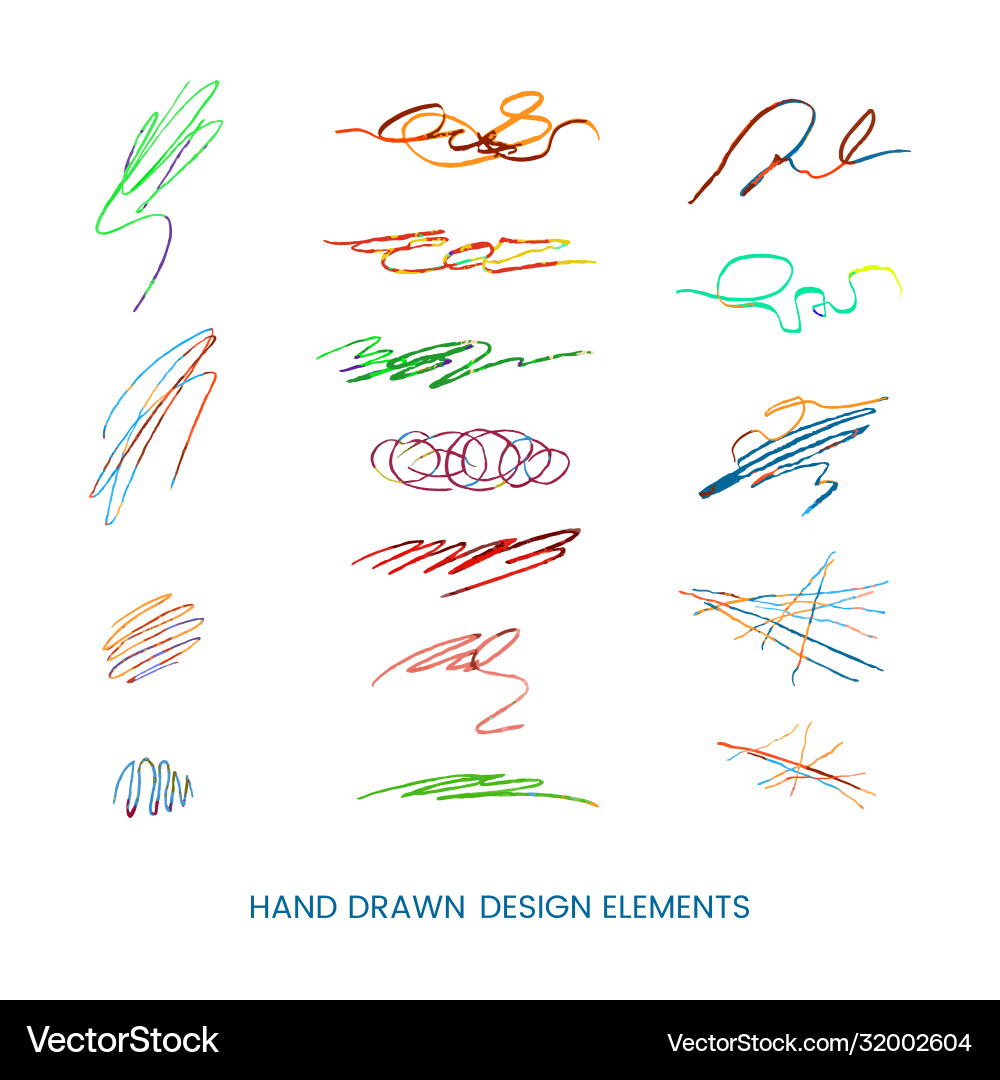 Set with doodle abstract round vector image