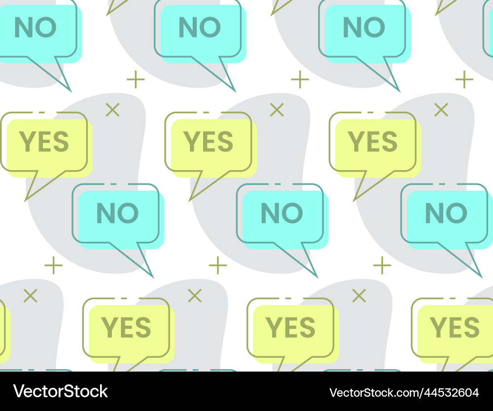 Speech bubbles with yes and no text seamless vector image