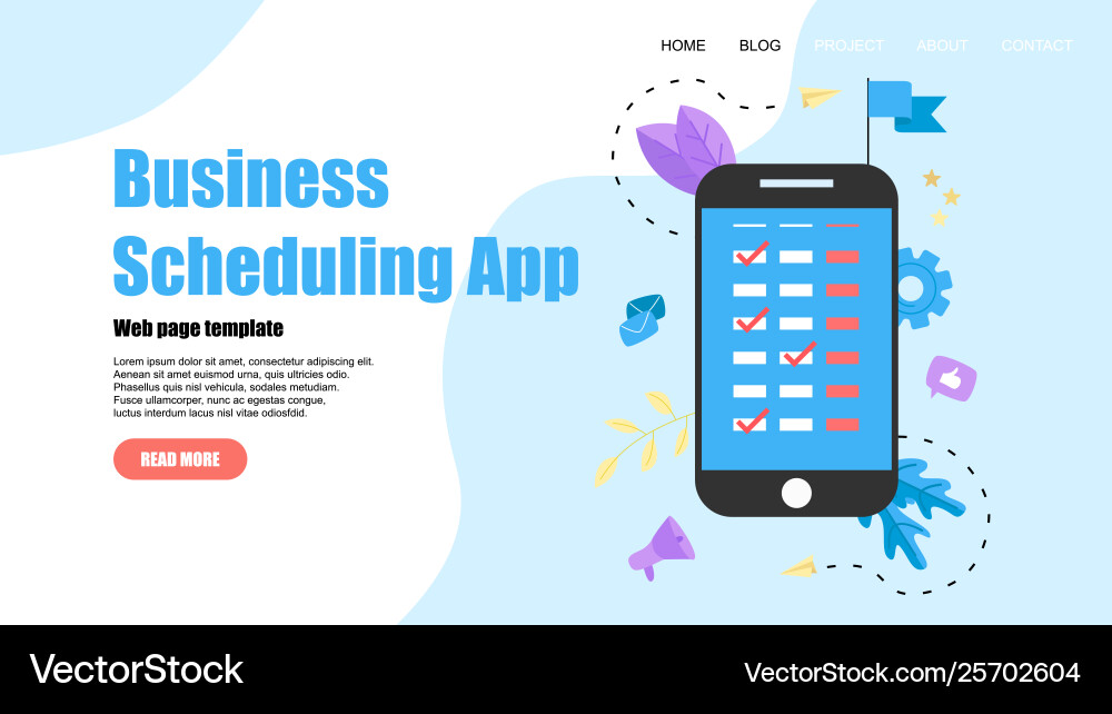 Webpage template business scheduling app Vector Image