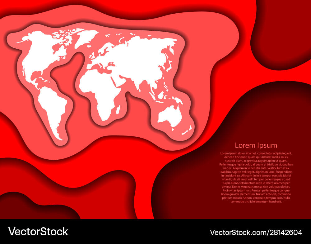 World map abstract schematic from red layers World map abstract schematic from red layers vector image