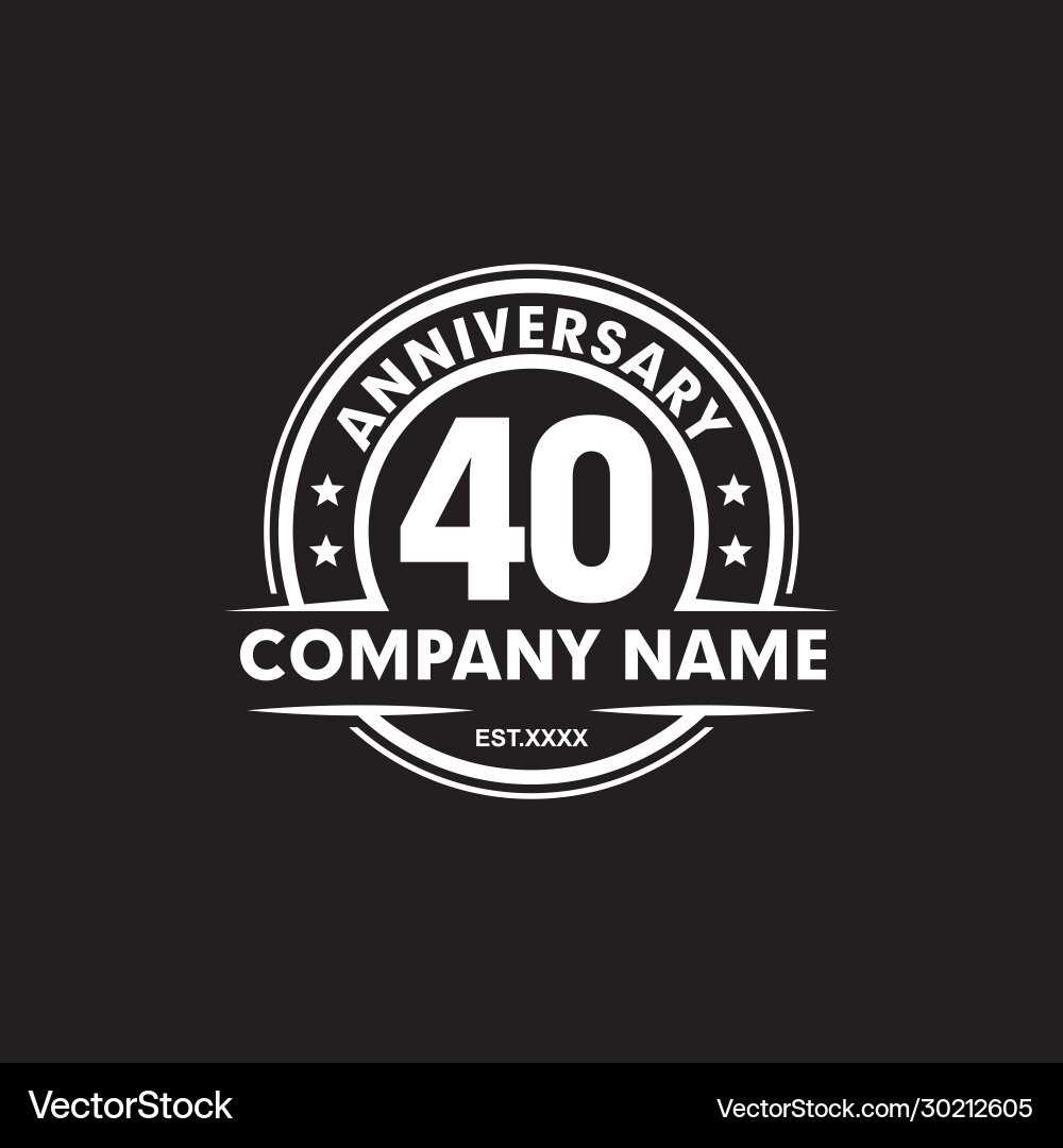 40th Anniversary Emblem Logo Vector Image