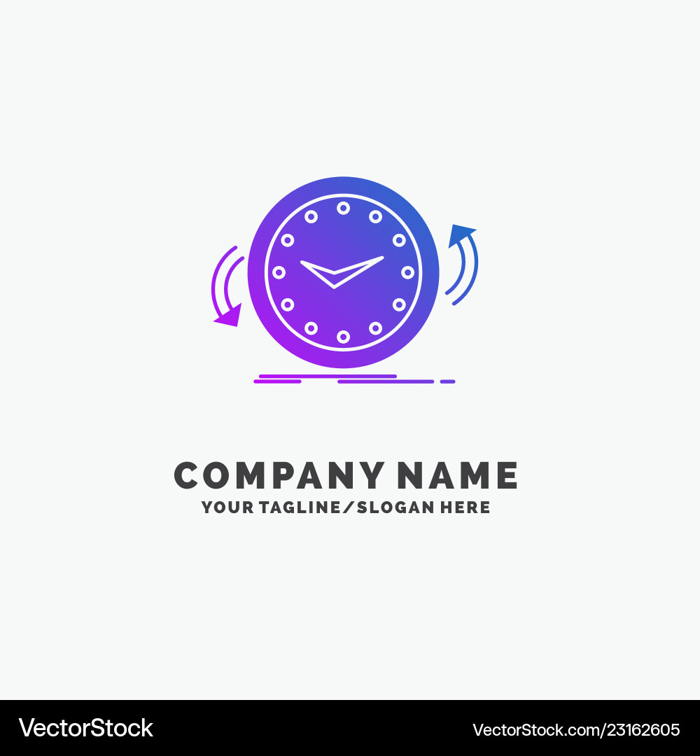 Backup clock clockwise counter time purple Backup clock clockwise counter time purple vector image